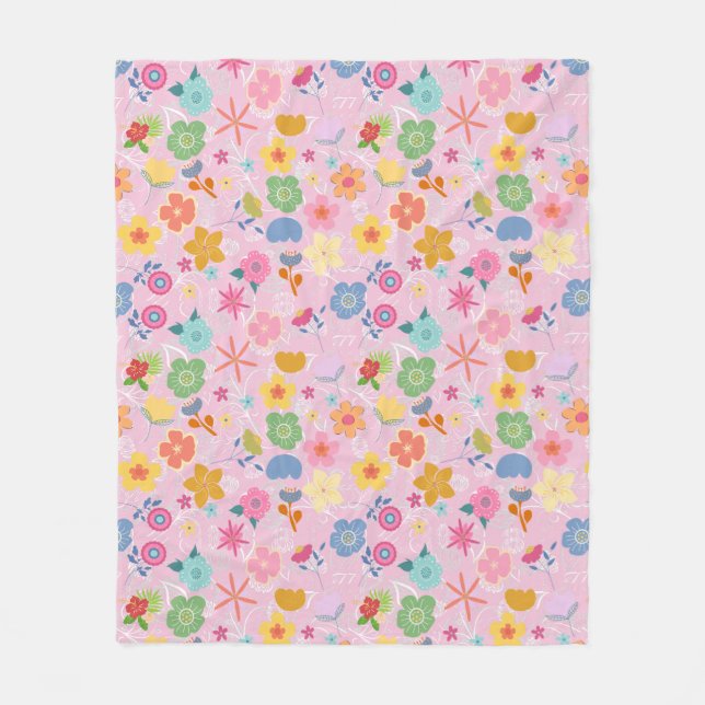 Couverture Polaire Boho Flowers Motif B01.w LPink BG (Devant)