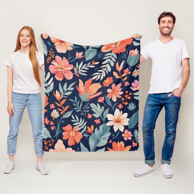 Couverture Polaire Boho Garden Whimsy - Tropical Floral Fleece Blanke (En situation)