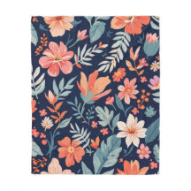 Boho Garden Whimsy - Tropical Floral Fleece Blanke