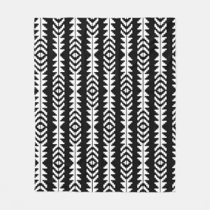 Couverture Polaire Boho géométrique noir et blanc