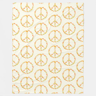 Couverture Polaire Boho Hippie Floral Paix Signal Motif en Jaune