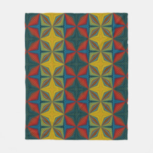 Couverture Polaire Boho Hippie Rouge Jaune Bleu Vintage Tribal Ethnie