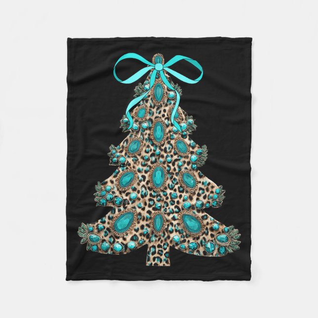 Couverture Polaire Boho Leopard Christmas Tree Cheetah Print Coquette (Devant)