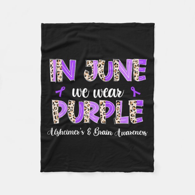 Couverture Polaire Boho Léopard Juin Porter Violet Alzheimer Cerveau (Devant)