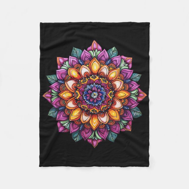 Couverture Polaire Boho Mandala Fleur Géométrie Sacrée Yoga  (Devant)