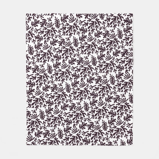 Couverture Polaire Boho Matisse Formes botaniques Motif gris noir (Devant)