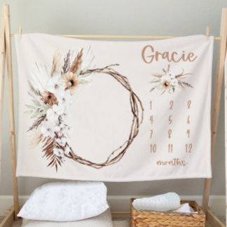 Couverture Polaire Boho Milestone Blanket Girl - Mois Blanket Personn