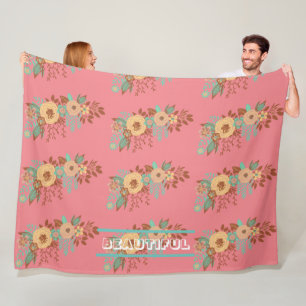 Couverture Polaire Boho moderne rose floral
