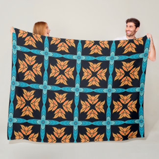 Couverture Polaire Boho orange bleu moderne