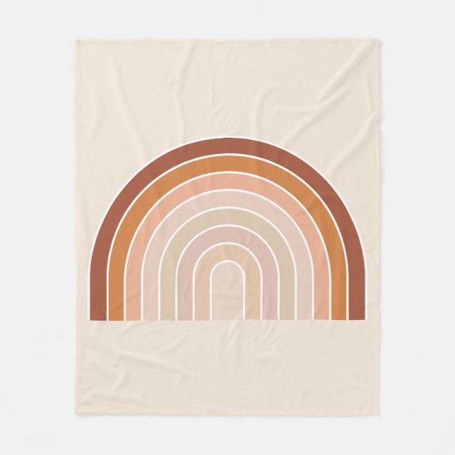 Couverture Polaire Boho Rainbow Beige Terracotta (Devant)