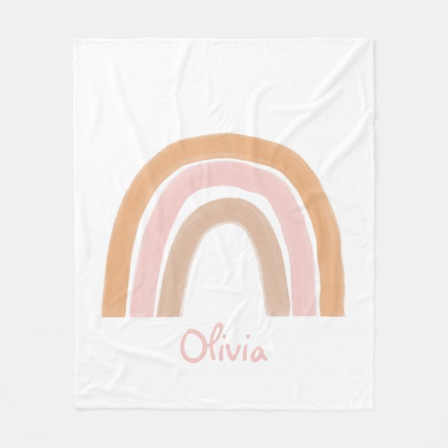 Couverture Polaire Boho Rainbow Personnalisé Nom Blanche (Devant)