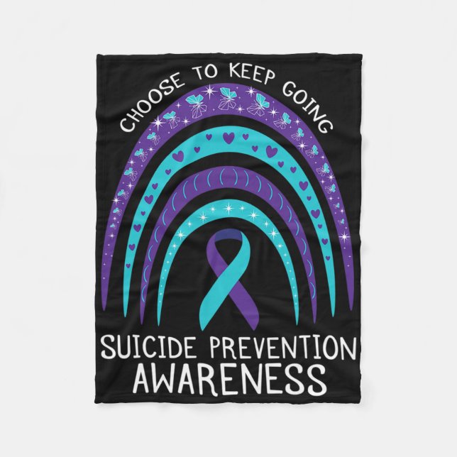 Couverture Polaire Boho Rainbow Sensibilisation au suicide Santé ment (Devant)