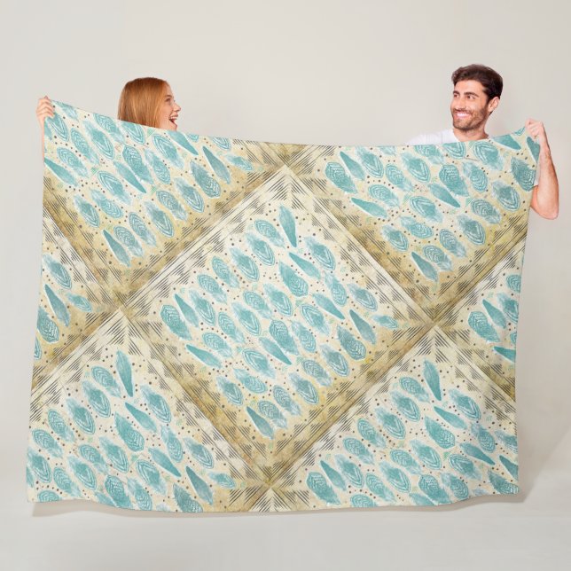 Couverture Polaire Boho Room Moderne Abstrait Motif en plumes (En situation)