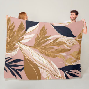 Couverture Polaire Boho rose vif Feuilles Collection moderne