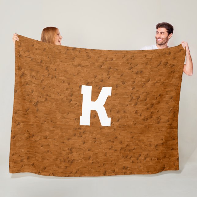 Couverture Polaire Boho Rustique Texturé Bois brun personnalisé (En situation)