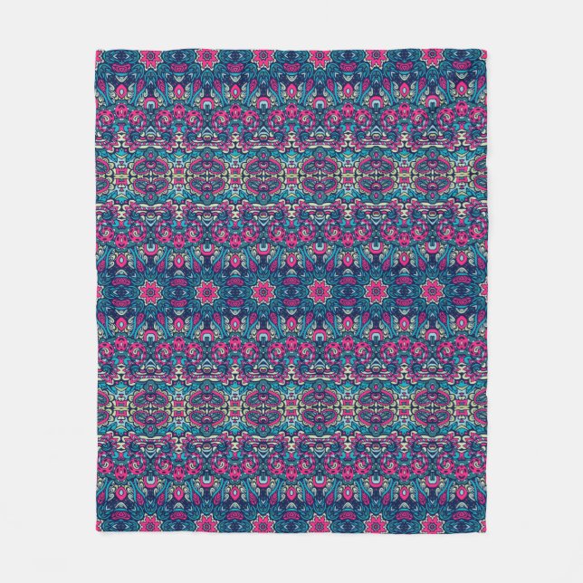Couverture Polaire Boho Style Pink Fleece Blanche (Devant)
