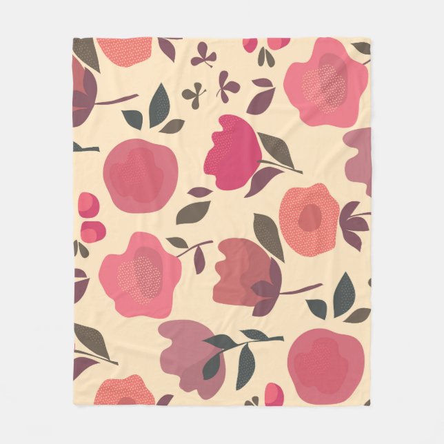 Couverture Polaire Boho Style Poussière Motif Floral. (Devant)