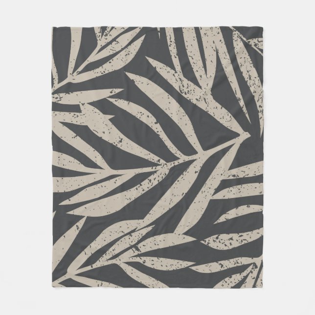 Couverture Polaire Boho Tropical Grunge Palm Feuille Motif (Devant)