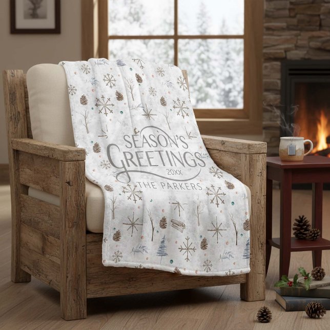 Couverture Polaire Boho Twigs & Pinecone Christmas ID986 (Créateur téléchargé)