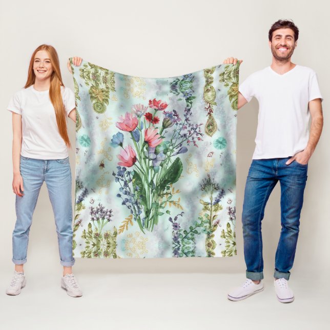Couverture Polaire Boho Watercolor Blanket - Dreamy Pastel Throw (En situation)