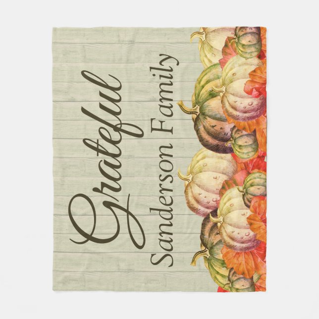 Couverture Polaire BOHO Watercolor Citrouille Fall Thanksgiving Party (Devant)