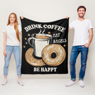 Couverture Polaire Boire du café manger des bagels être heureux