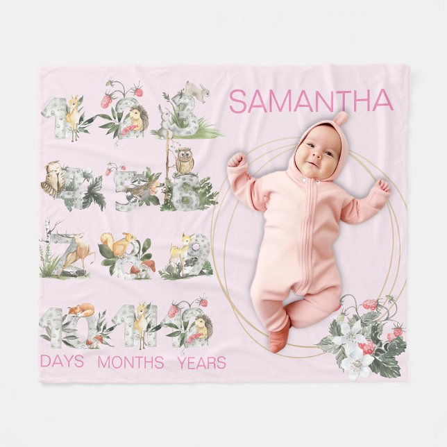 Couverture Polaire Bois Animaux Numéros Personnalisés Jalon Age rose (Créateur téléchargé)
