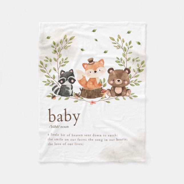 Couverture Polaire Bois Animaux Pépinière Famille Signification (Devant)