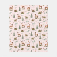 Bois Cerf Faune Floral Nom du bébé Rose