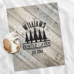 Couverture Polaire Bois Rustique Nom de la Cabane de Famille Personna