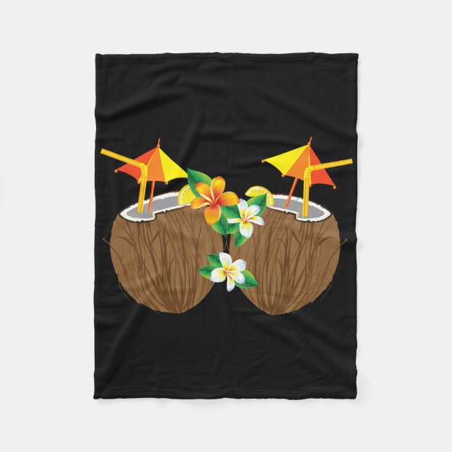 Couverture Polaire Boissons de noix de coco cool Breast Funny Palm Tr (Devant)