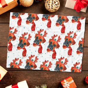 Couverture Polaire Boîte à chien mignon avec bois de renne Noël