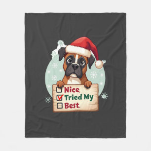Couverture Polaire Boîte mignonne de chien de Boxer Noël Nice J'ai es