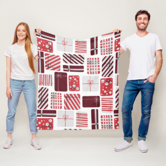 Couverture Polaire Boîtes cadeaux rouges et blancs Motif sans couture