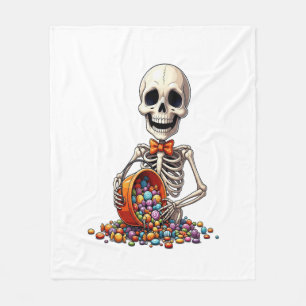 Couverture Polaire Bol de bonbons squelette Halloween
