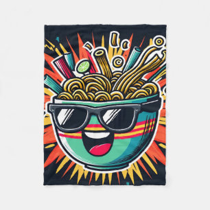 Couverture Polaire Bol de nouilles de dessin animé Ramen mignon drôle