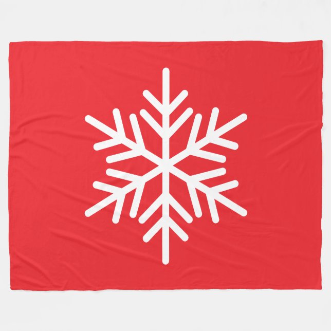 Couverture Polaire Bold Festive White Alpine Snowflake On Bright Red (Devant (Horizontal))