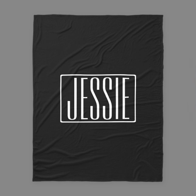 Couverture Polaire Bold & Modern Your name or Word | White On Black (Créateur téléchargé)
