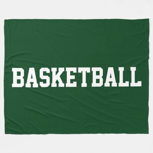 Couverture Polaire Bold White BASKETBALL Text On Deep Forest Green (Devant (Horizontal))