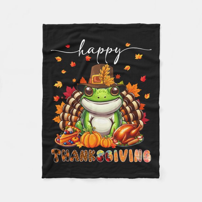 Couverture Polaire Bon thanksgiving Costume de grenouille Turquie Feu (Devant)