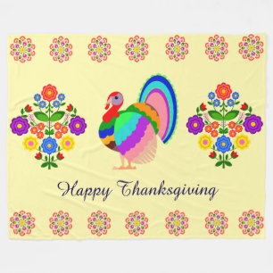 Couverture Polaire Bon thanksgiving. Fleurs design polonaises.