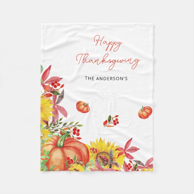 Couverture Polaire Bon thanksgiving Rustique Orange Citrouille (Devant)