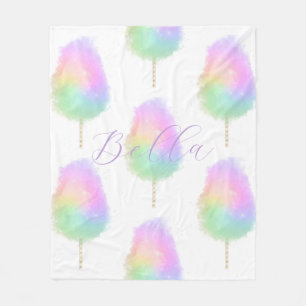Couverture Polaire Bonbon de coton pastel arc-en-ciel aquarelle migno
