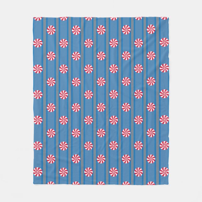 Couverture Polaire Bonbons de Noël bleu poivrée Fun and Fancy (Devant)