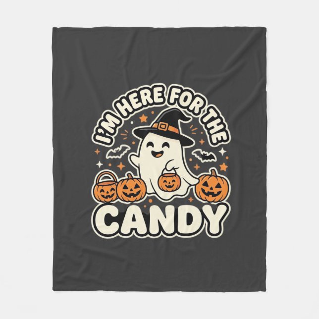 Couverture Polaire Bonbons Halloween Fantôme Citrouille Design (Devant)