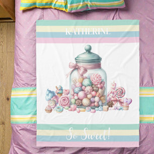 Couverture Polaire Bonbons Sucrés Aquarelle Fantaisie