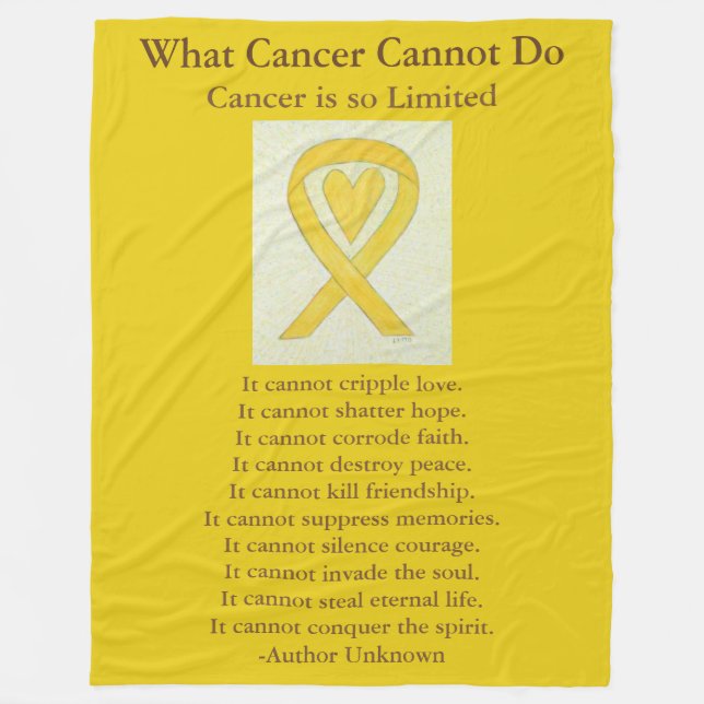 Couverture Polaire Bone Cancer Yellow Awareness Ribbon Fleece Blanche (Devant)