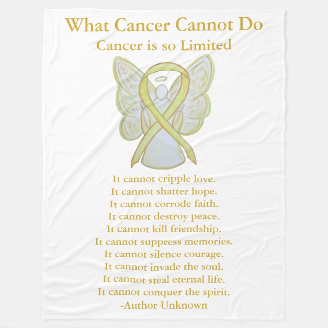 Couverture Polaire Bone Cancer Yellow Awareness Ribbon Fleece Blanche (Devant)