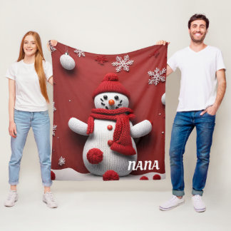 Couverture Polaire bonhomme de neige tricoté