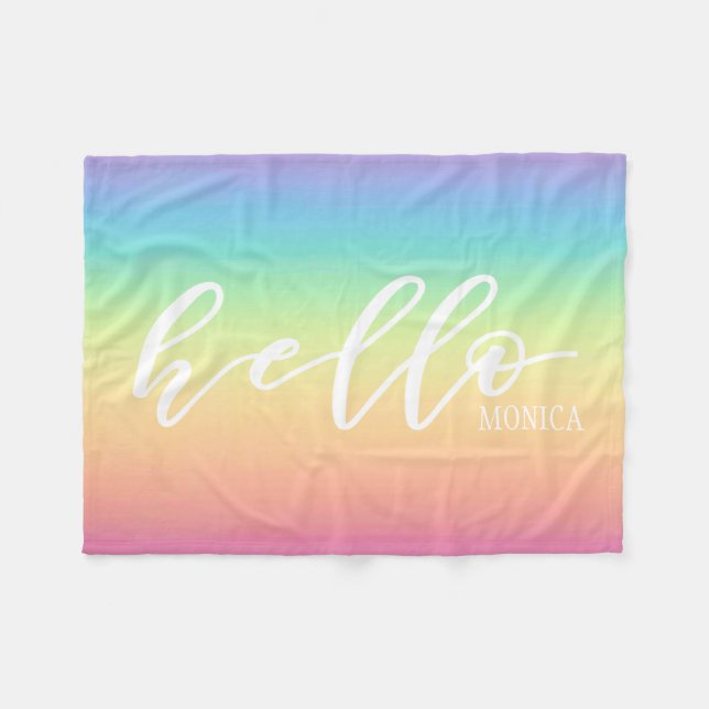 Couverture Polaire Bonjour chic d'Ombre d'arc-en-ciel en pastel (Devant (Horizontal))